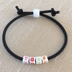 Hand Crafted TGIF Adjustable Bracelet Handmade Multicolored Acronym